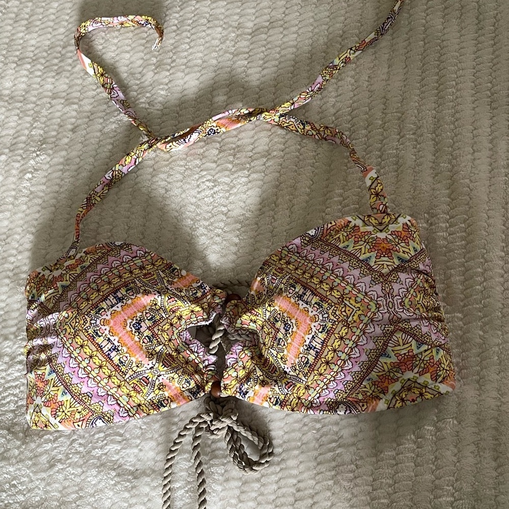 Victoria's Secret Vibrant Yellow and Pink Bikini Top